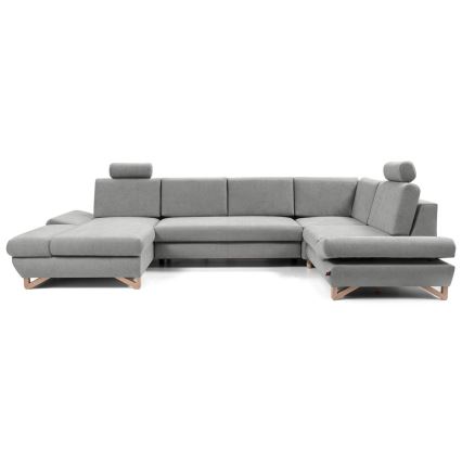 Canapé d'angle pliable rembourré en forme de U avec un espace de rangement AVESTA droit gris