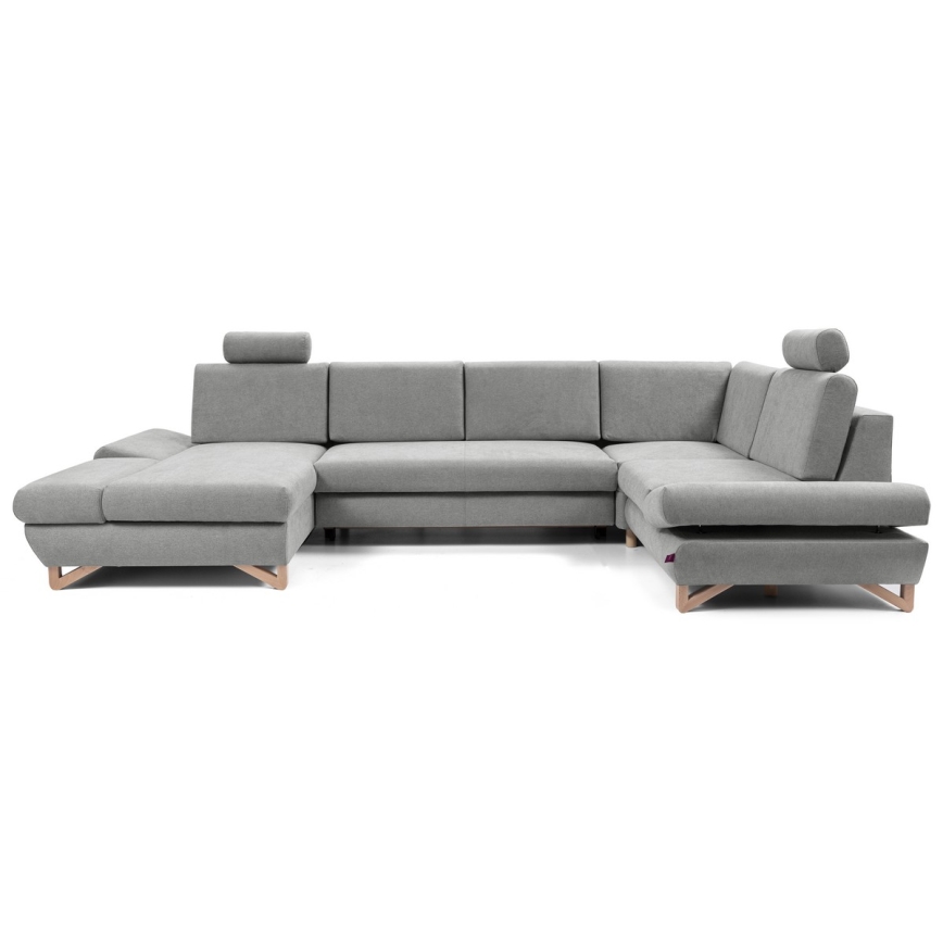 Canapé d'angle pliable rembourré en forme de U avec un espace de rangement AVESTA droit gris