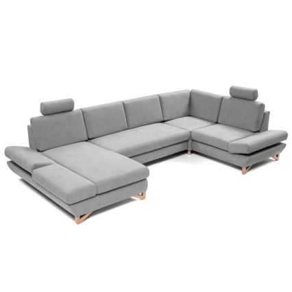 Canapé d'angle pliable rembourré en forme de U avec un espace de rangement AVESTA droit gris