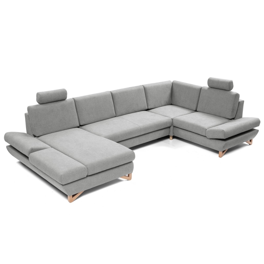 Canapé d'angle pliable rembourré en forme de U avec un espace de rangement AVESTA droit gris
