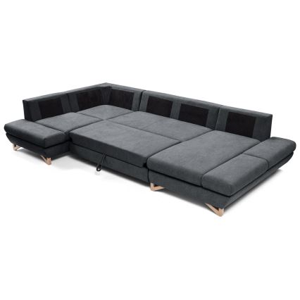 Canapé d'angle pliable rembourré en forme de U avec un espace de rangement AVESTA gauche anthracite