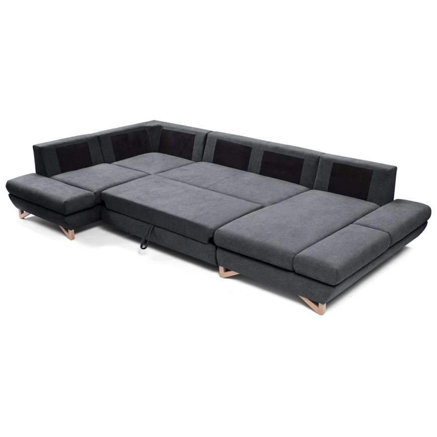 Canapé d'angle pliable rembourré en forme de U avec un espace de rangement AVESTA gauche anthracite