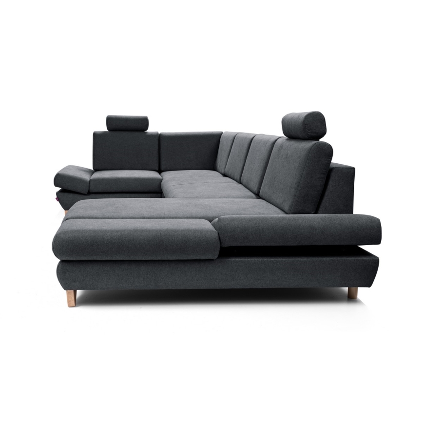 Canapé d'angle pliable rembourré en forme de U avec un espace de rangement AVESTA gauche anthracite
