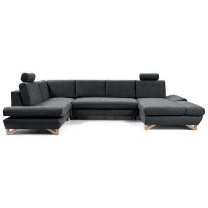 Canapé d'angle pliable rembourré en forme de U avec un espace de rangement AVESTA gauche anthracite