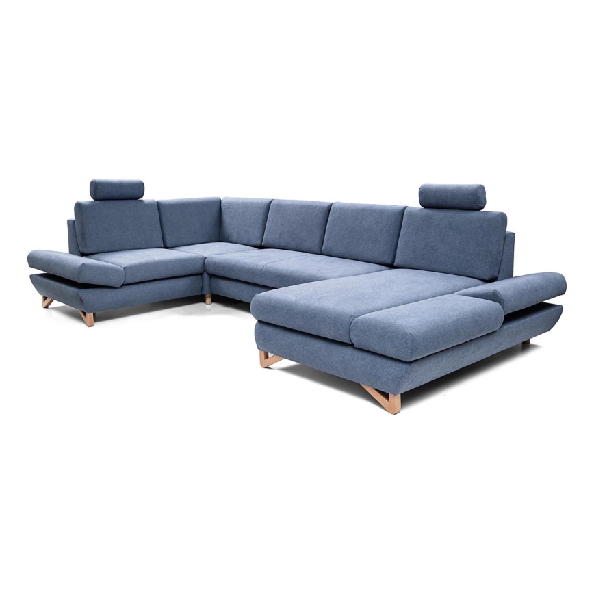 Canapé d'angle pliable rembourré en forme de U avec un espace de rangement AVESTA gauche bleu