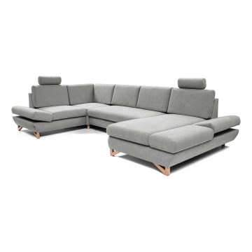 Canapé d'angle pliable rembourré en forme de U avec un espace de rangement AVESTA gauche gris