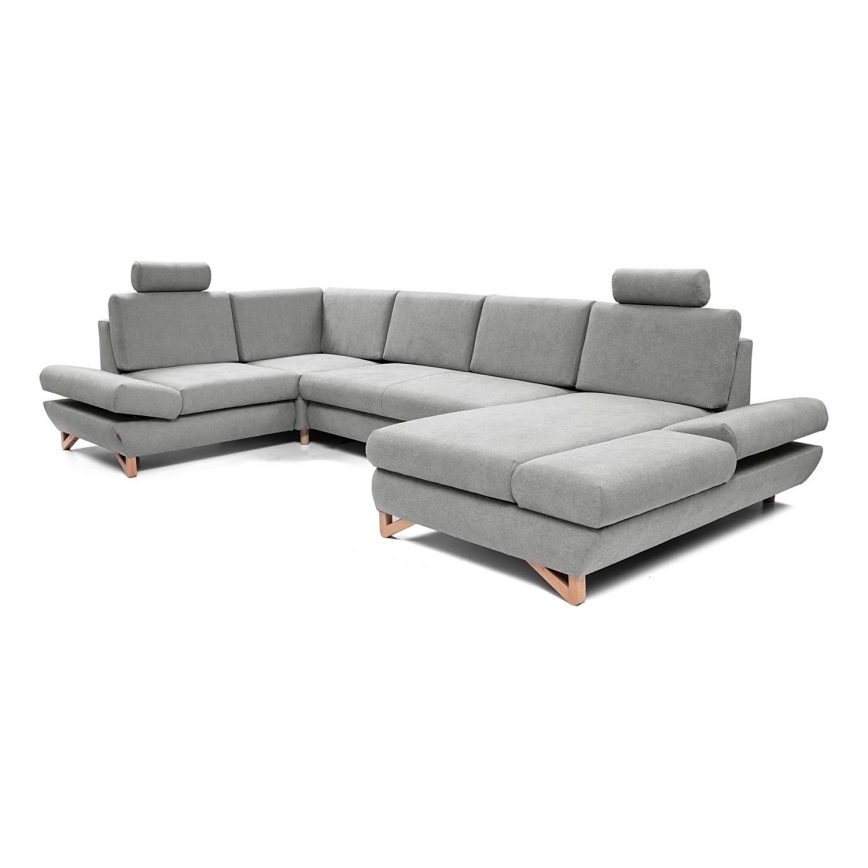 Canapé d'angle pliable rembourré en forme de U avec un espace de rangement AVESTA gauche gris