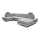 Canapé d'angle pliable rembourré en forme de U avec un espace de rangement AVESTA gauche gris