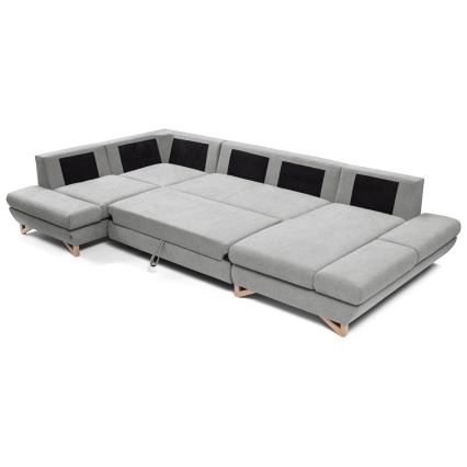 Canapé d'angle pliable rembourré en forme de U avec un espace de rangement AVESTA gauche gris