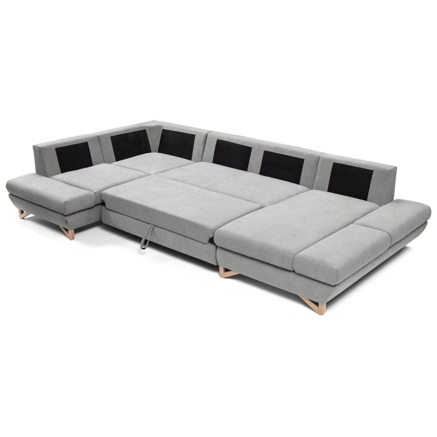 Canapé d'angle pliable rembourré en forme de U avec un espace de rangement AVESTA gauche gris