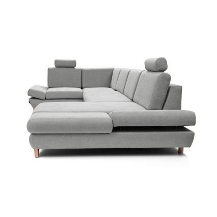 Canapé d'angle pliable rembourré en forme de U avec un espace de rangement AVESTA gauche gris