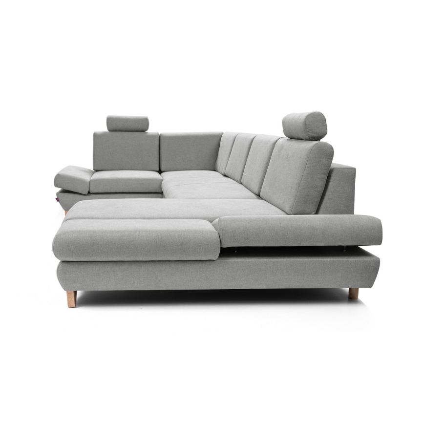 Canapé d'angle pliable rembourré en forme de U avec un espace de rangement AVESTA gauche gris