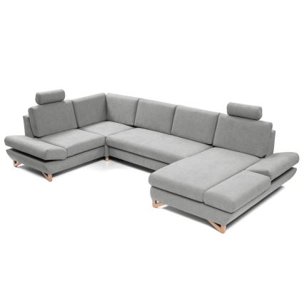 Canapé d'angle pliable rembourré en forme de U avec un espace de rangement AVESTA gauche gris