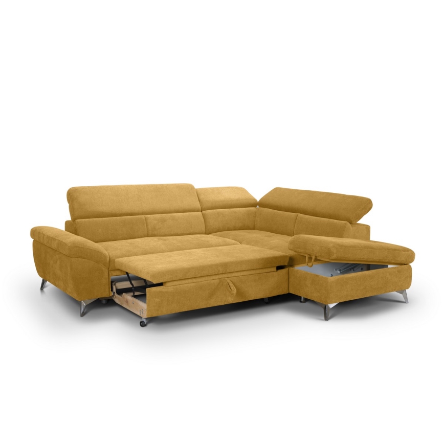 Canapé d'angle pliable SALERNO droit jaune