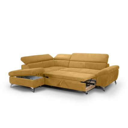 Canapé d'angle pliable SALERNO gauche jaune
