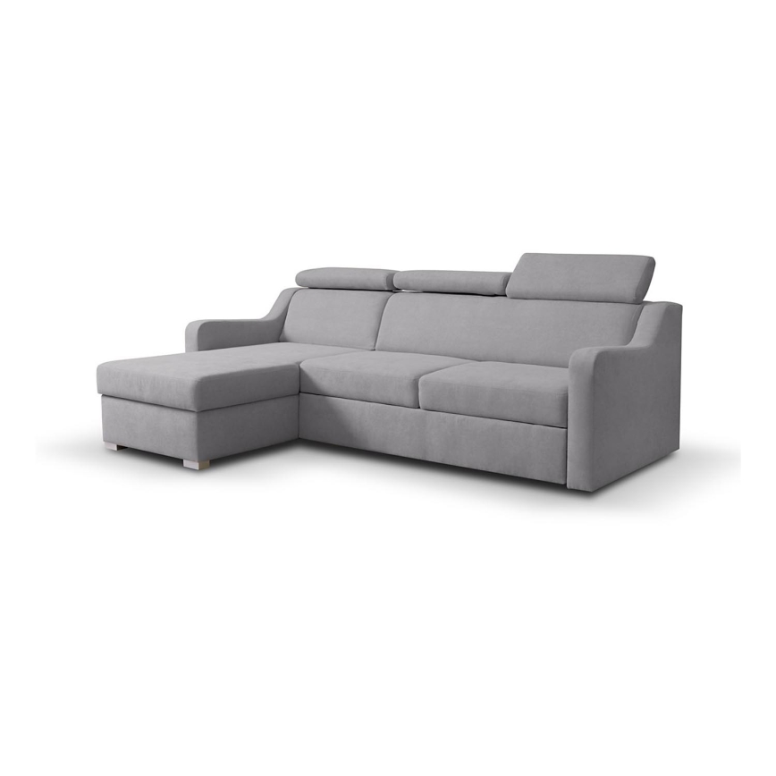 Canapé d'angle pliable universel avec un espace de stockage PORTO gris