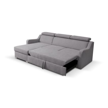 Canapé d'angle pliable universel avec un espace de stockage PORTO gris