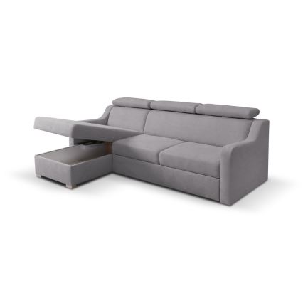 Canapé d'angle pliable universel avec un espace de stockage PORTO gris
