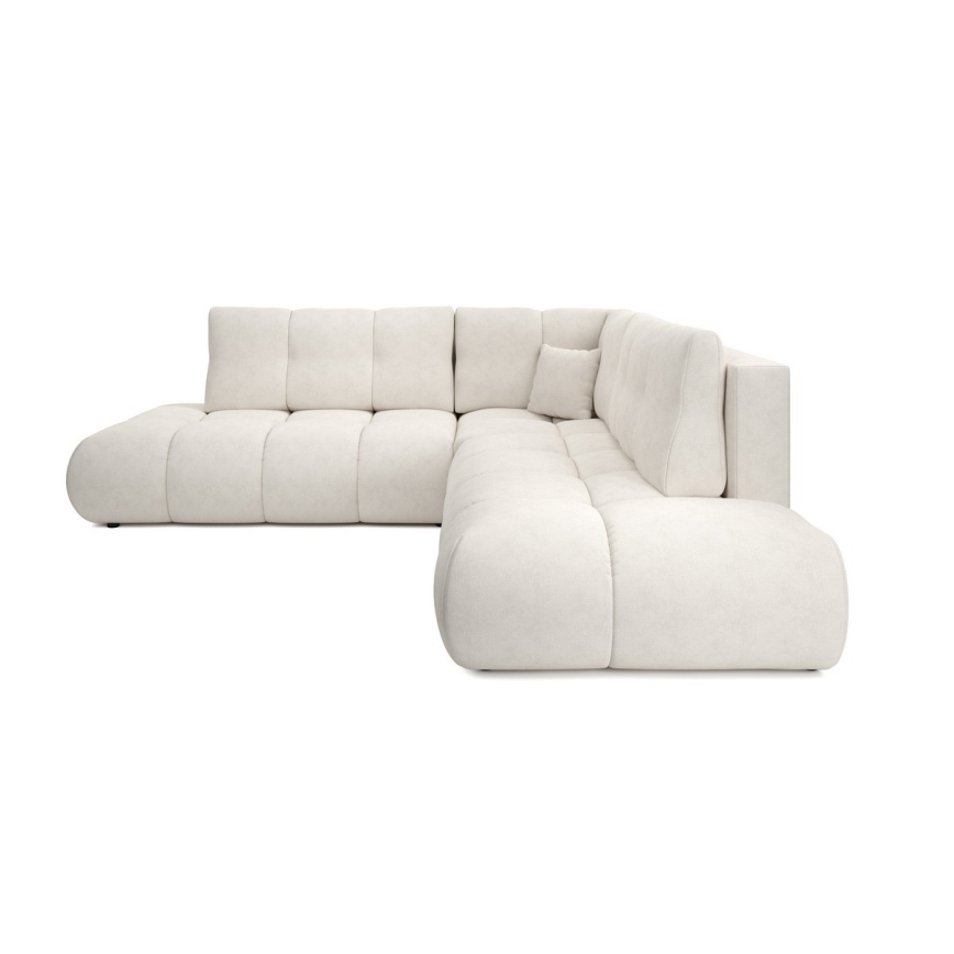 Canapé d'angle convertible rembourré avec rangement en L ALMADA gauche beige