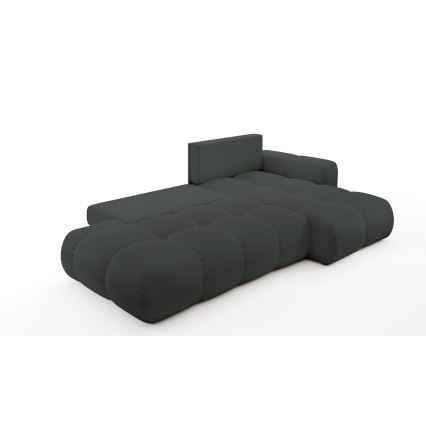 Canapé d'angle convertible ALMADA en L, rembourré, avec coffre de rangement — côté droit, coloris anthracite
