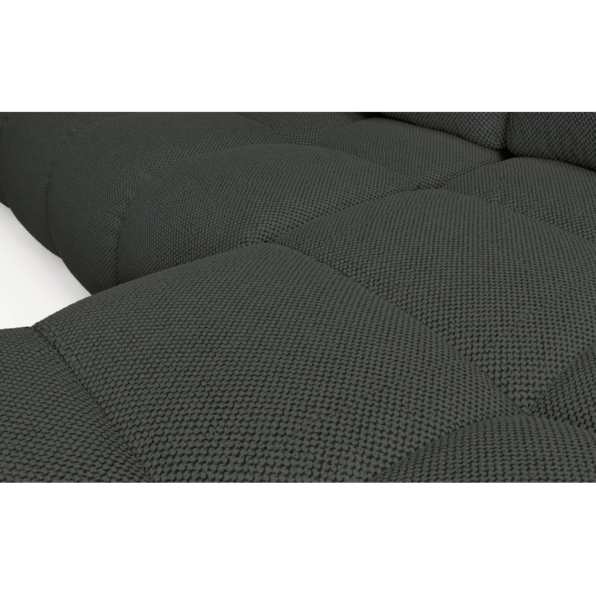 Canapé d'angle convertible ALMADA en L, rembourré, avec coffre de rangement — côté droit, coloris anthracite