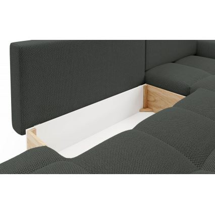 Canapé d'angle convertible ALMADA en L, rembourré, avec coffre de rangement — côté droit, coloris anthracite