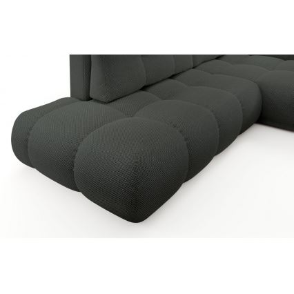 Canapé d'angle convertible ALMADA en L, rembourré, avec coffre de rangement — côté droit, coloris anthracite