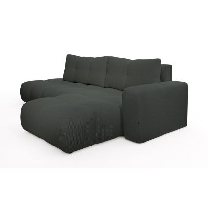 Canapé d'angle convertible ALMADA en L, rembourré, avec coffre de rangement — côté droit, coloris anthracite