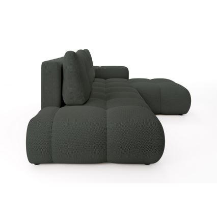 Canapé d'angle convertible ALMADA en L, rembourré, avec coffre de rangement — côté droit, coloris anthracite