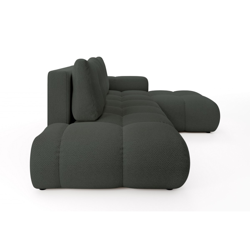 Canapé d'angle convertible ALMADA en L, rembourré, avec coffre de rangement — côté droit, coloris anthracite