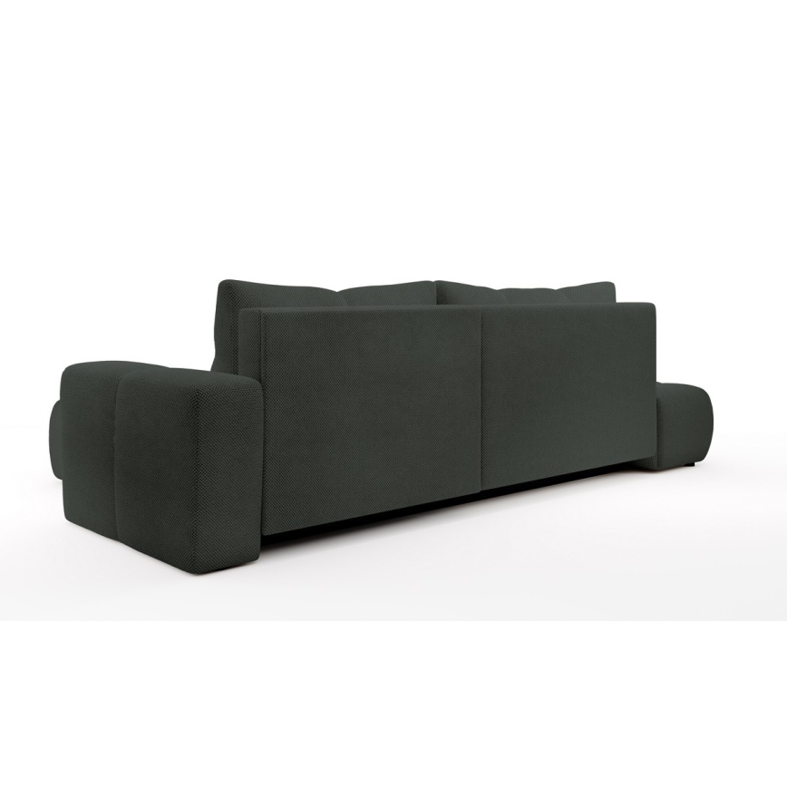 Canapé d'angle convertible ALMADA en L, rembourré, avec coffre de rangement — côté droit, coloris anthracite