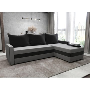 Canapé d'angle rembourré convertible en L BRISTOL, réversible, gris/noir