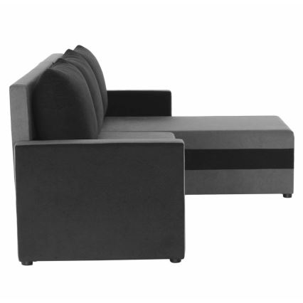 Canapé d'angle rembourré convertible en L BRISTOL, réversible, gris/noir