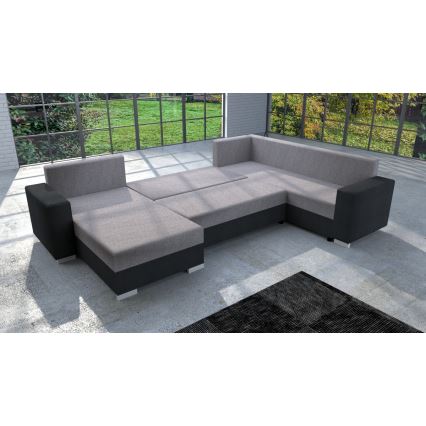 Canapé d'angle rembourré convertible en U YORK, réversible, gris/noir