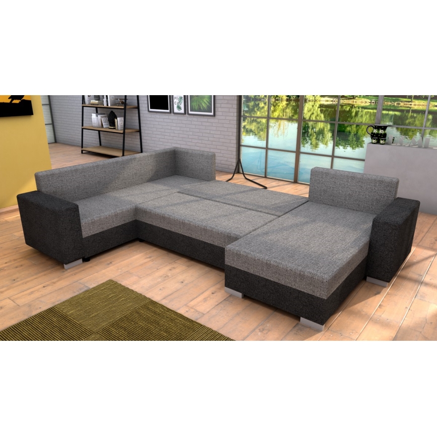 Canapé d'angle rembourré convertible en U YORK, universel — gris/beige/marron