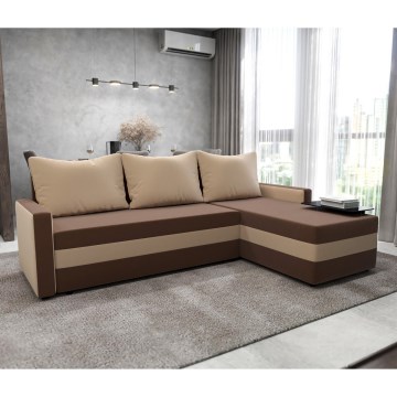Canapé d'angle rembourré réversible et convertible en L BRISTOL marron/beige