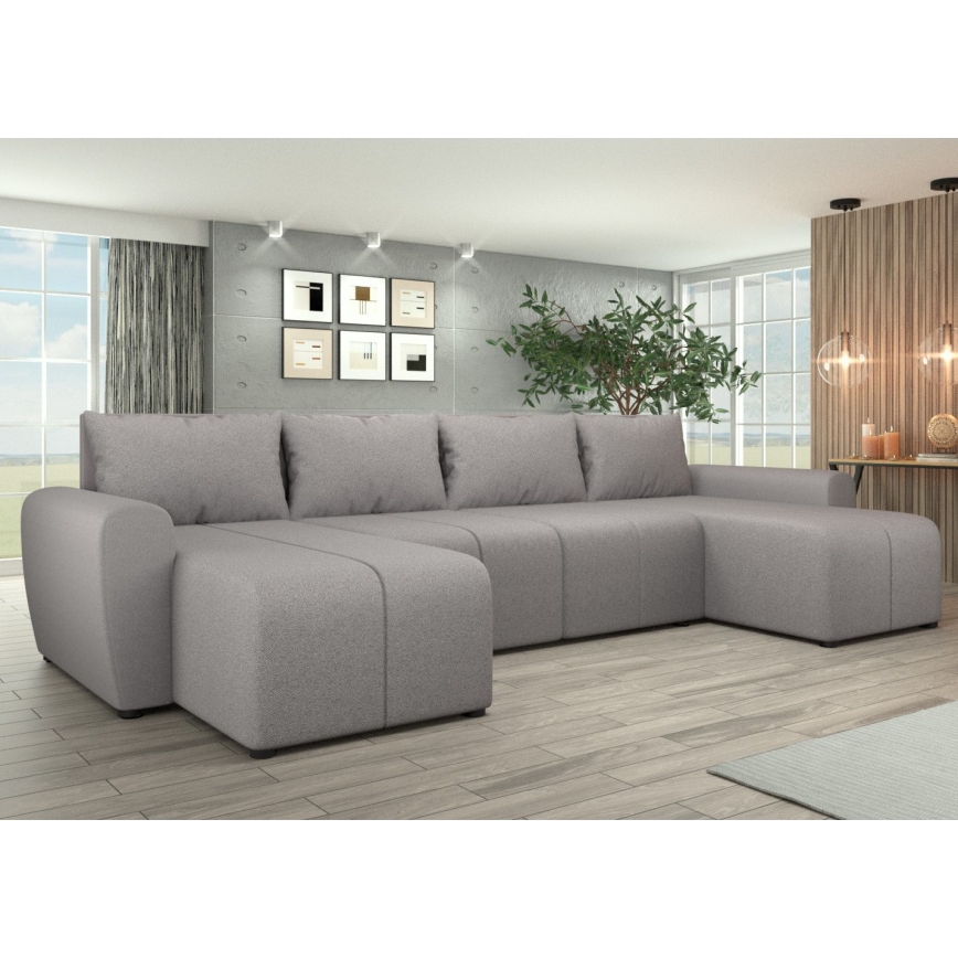 Canapé d'angle rembourré réversible et convertible en U NEWPORT, gris