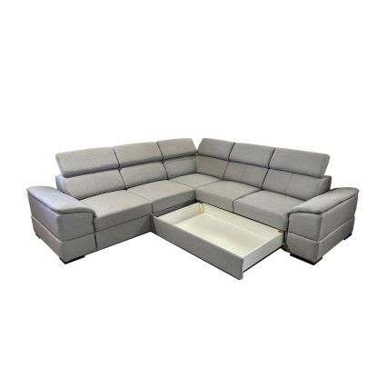 Canapé d'angle convertible réversible avec coffre de rangement GRANADA, gris