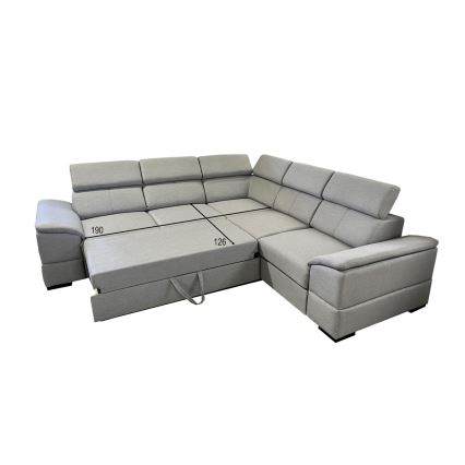 Canapé d'angle convertible réversible avec coffre de rangement GRANADA, gris