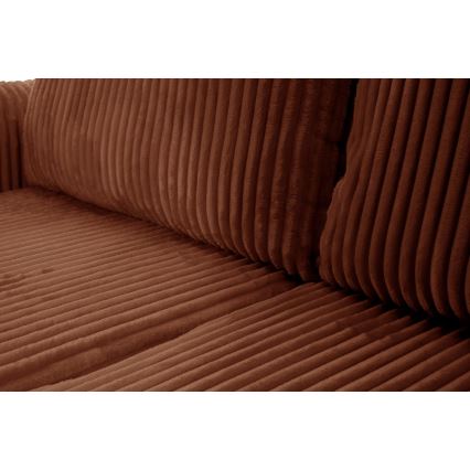 Canapé d'angle réversible convertible en L FRIDA marron avec coffre de rangement