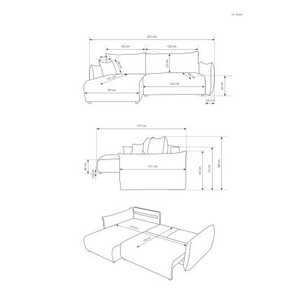 Canapé d'angle réversible convertible en L FRIDA marron avec coffre de rangement