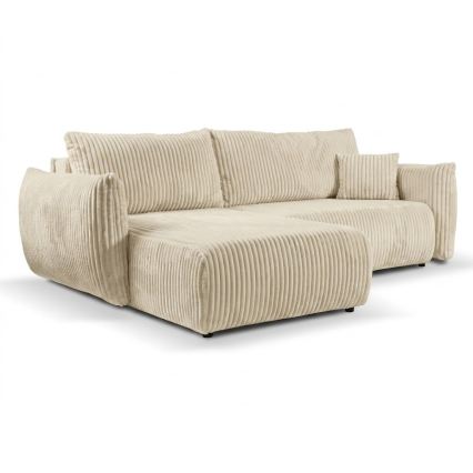 Canapé d'angle convertible réversible en L avec coffre FRIDA crème