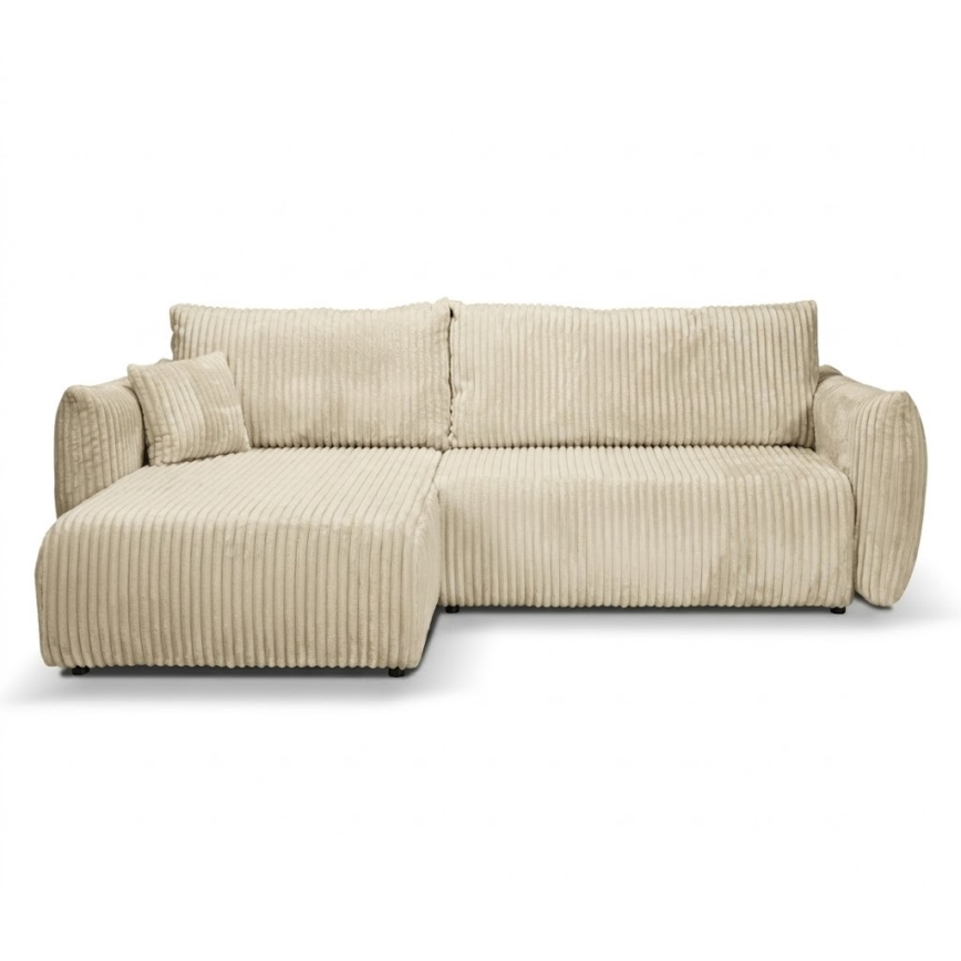 Canapé d'angle convertible réversible en L avec coffre FRIDA crème