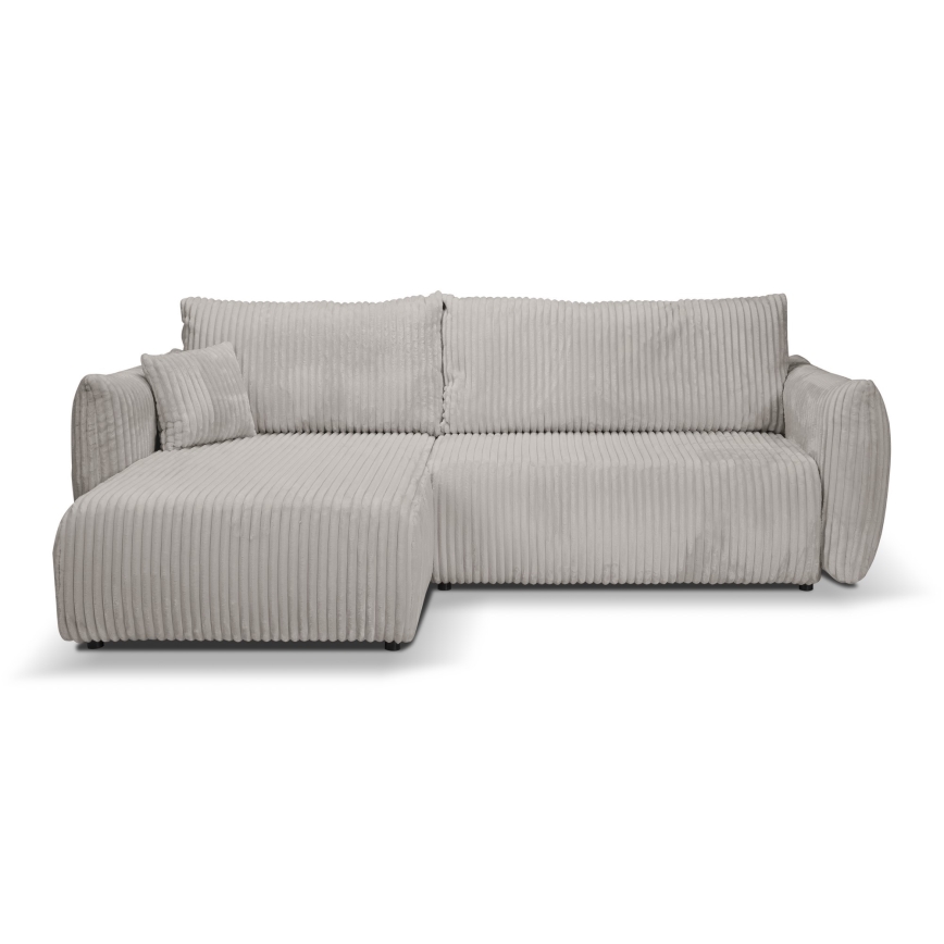 Canapé d'angle convertible universel en L FRIDA, avec coffre de rangement intégré — gris