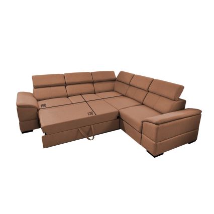 Canapé d'angle convertible universel avec coffre de rangement GRANADA marron