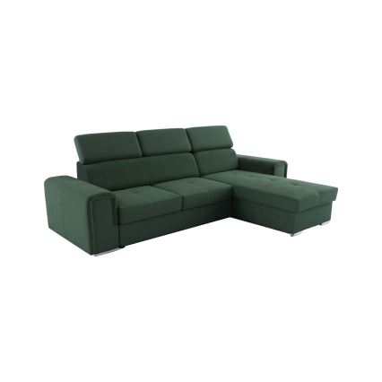 Canapé d'angle convertible réversible en L avec coffre de rangement SALVADA vert