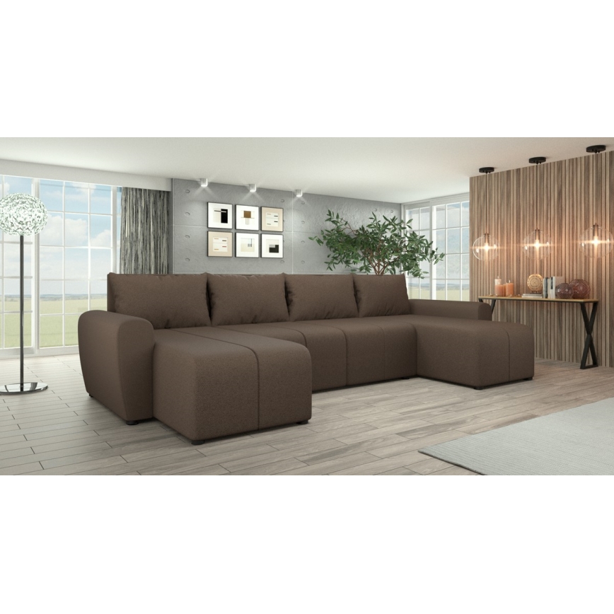 Canapé d'angle réversible et convertible en U NEWPORT, marron