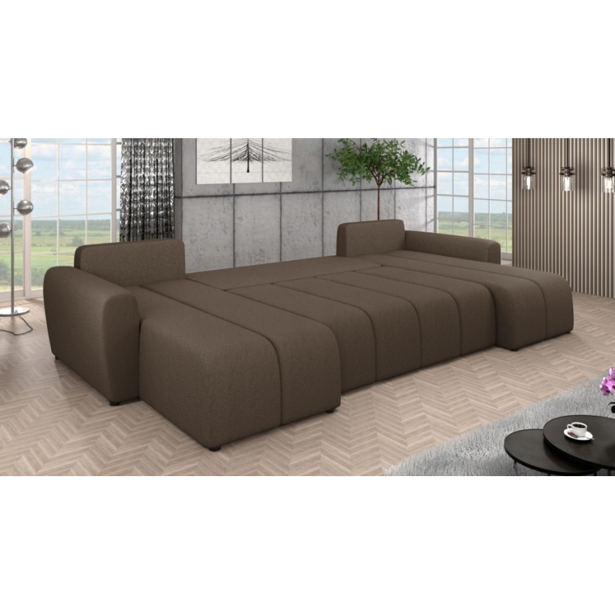 Canapé d'angle réversible et convertible en U NEWPORT, marron