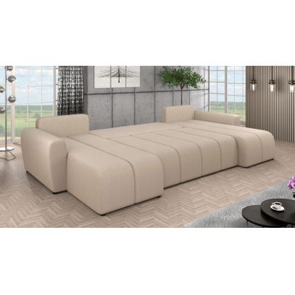 Canapé d'angle réversible et convertible rembourré en U NEWPORT beige