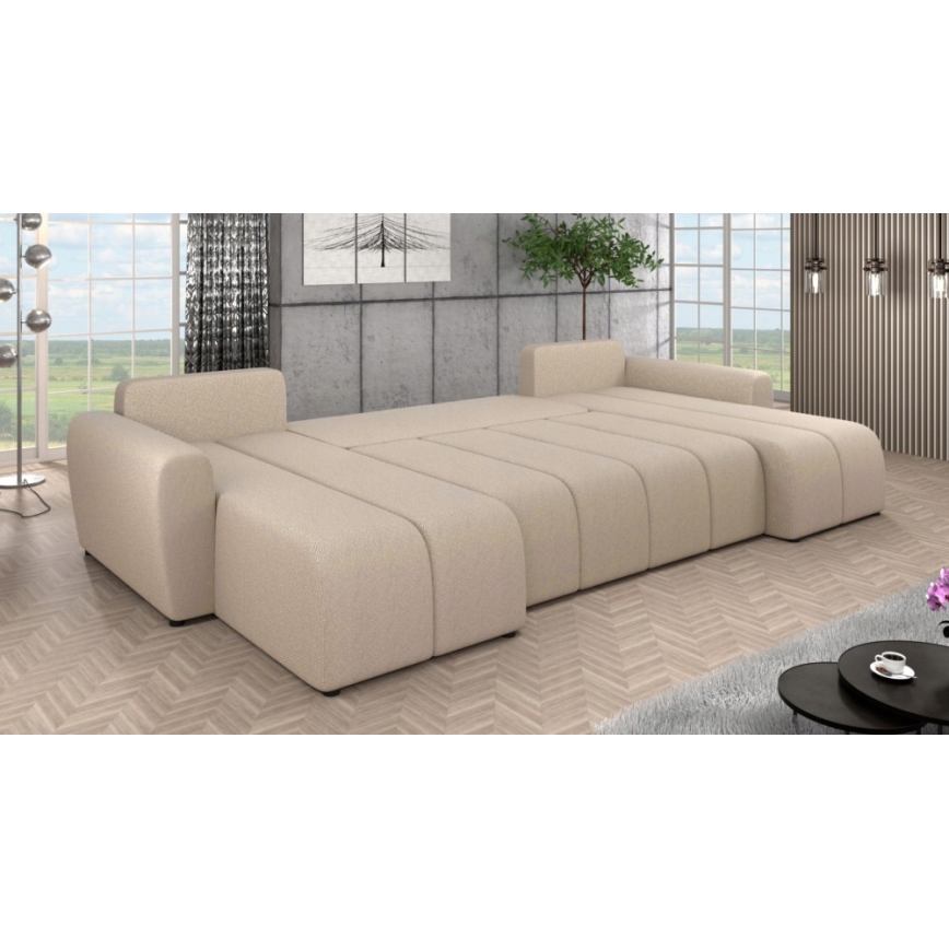 Canapé d'angle réversible et convertible rembourré en U NEWPORT beige